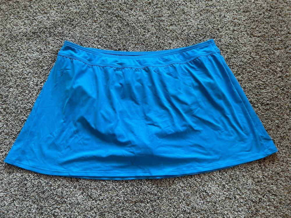 Lands End Plus 20W Swim Skort Skirt with attached shorts Blue H26